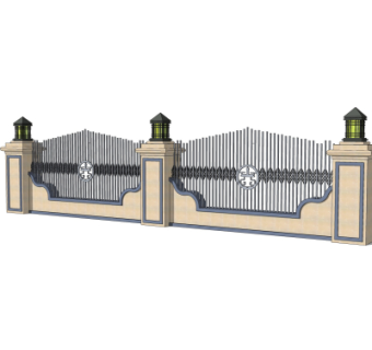 现代围墙护栏su模型