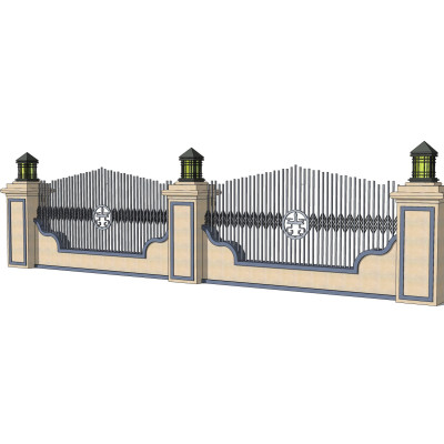 现代围墙护栏su模型
