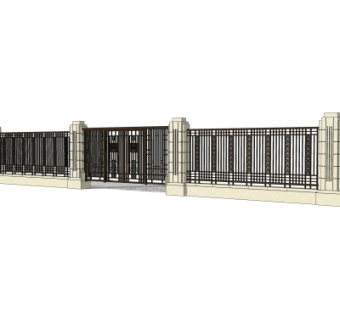 现代围墙护栏su模型