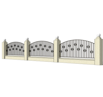 现代围墙护栏su模型