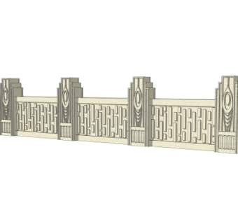 现代围墙护栏su模型