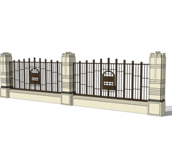 现代围墙护栏su模型