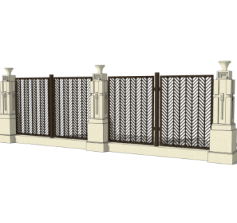 现代围墙护栏su模型