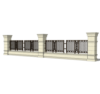 现代围墙护栏su模型