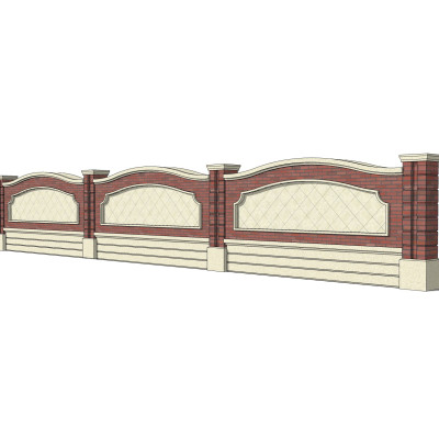 现代围墙护栏su模型