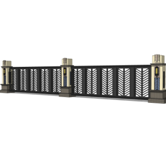 现代围墙护栏su模型