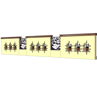 现代围墙护栏su模型