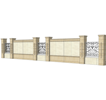 现代围墙护栏su模型