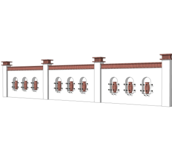 现代围墙护栏su模型