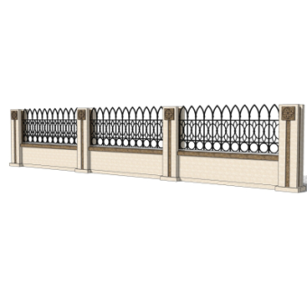 简欧围墙护栏su模型