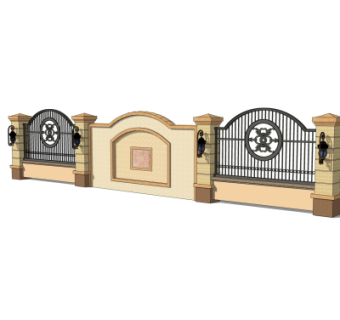 简欧围墙护栏su模型