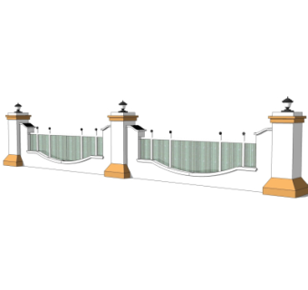 现代围墙护栏su模型