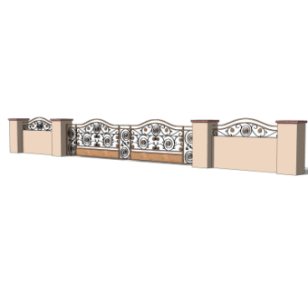 简欧围墙护栏su模型