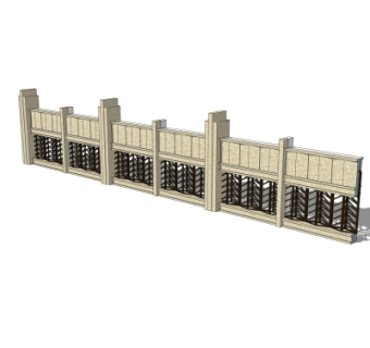 现代围墙护栏su模型