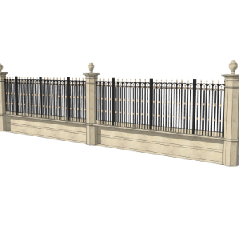 现代围墙护栏su模型