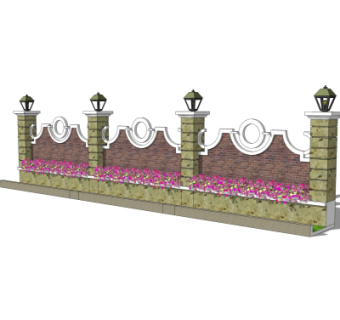 简欧围墙护栏su模型
