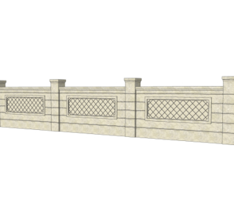 现代围墙护栏su模型