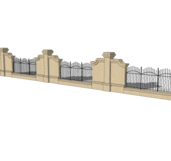 简欧围墙护栏su模型