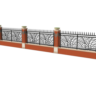 现代围墙护栏su模型