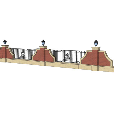 简欧围墙护栏su模型