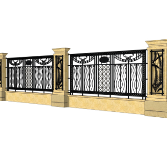 简欧围墙护栏su模型