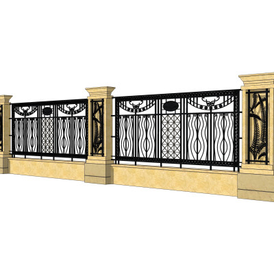简欧围墙护栏su模型