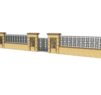 现代围墙护栏su模型
