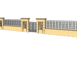 现代围墙护栏su模型