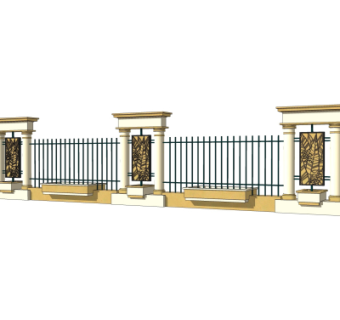 现代围墙护栏su模型