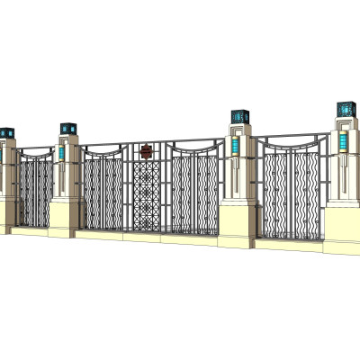 现代围墙护栏su模型