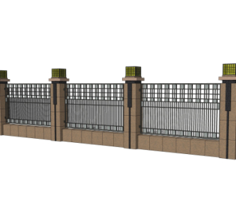 现代围墙护栏su模型