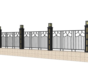 现代围墙护栏su模型