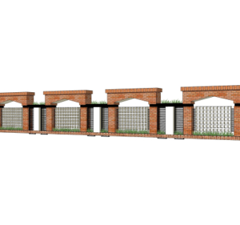 现代围墙护栏su模型