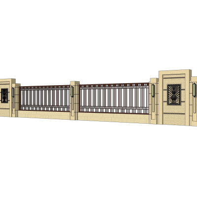 现代围墙护栏su模型