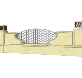 简欧围墙护栏su模型