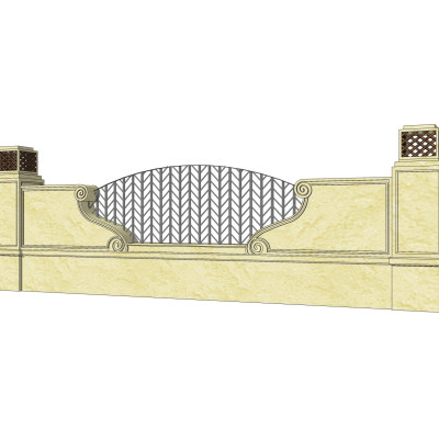 简欧围墙护栏su模型