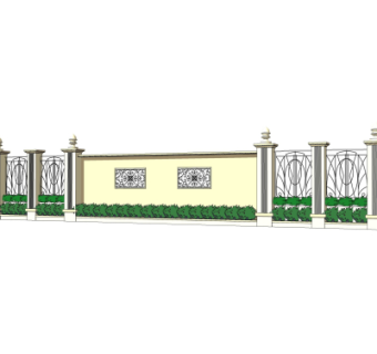 简欧围墙护栏su模型