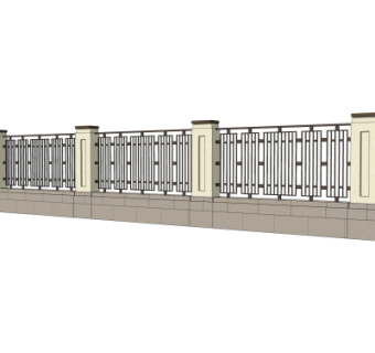 现代围墙护栏su模型