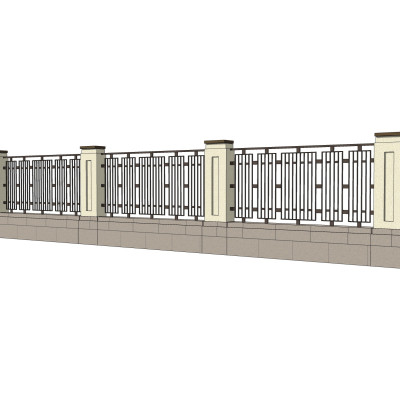 现代围墙护栏su模型