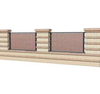 现代围墙护栏su模型