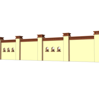 现代围墙护栏su模型