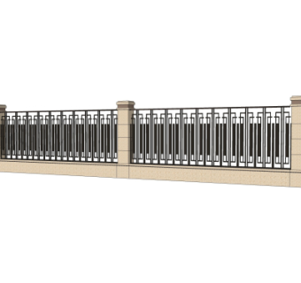 新中式围墙护栏su模型