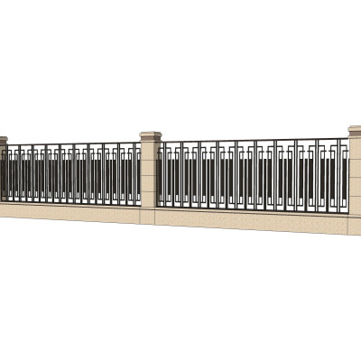 新中式围墙护栏su模型