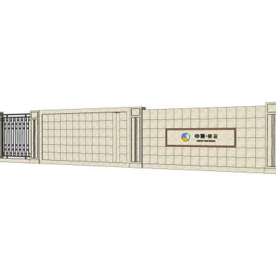 新中式围墙护栏su模型