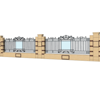 简欧围墙护栏su模型
