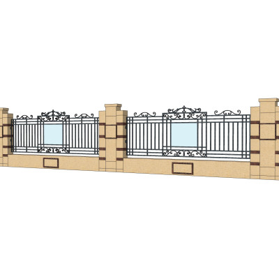 简欧围墙护栏su模型