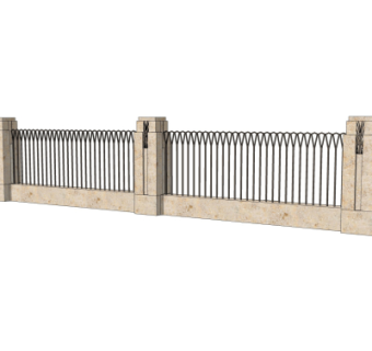 现代围墙护栏su模型