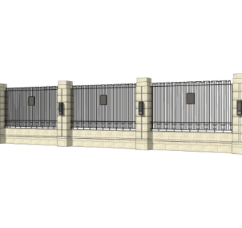 现代围墙护栏su模型