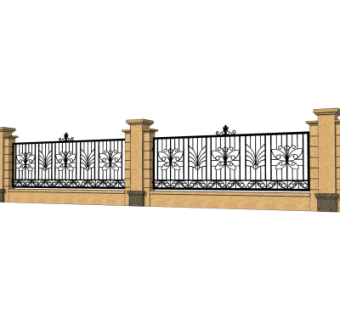 现代围墙护栏su模型