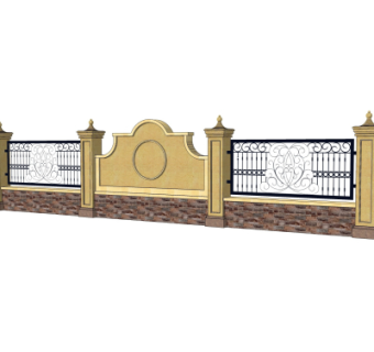 简欧围墙护栏su模型